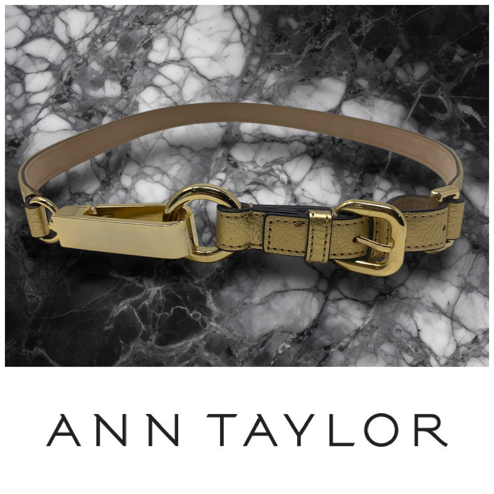Vintage 1990's Ann Taylor Harness Belt Sz M Gold Leather Gold Tone Hardware